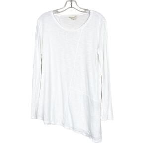Pure DKNY White Assymetriacal Long Sleeve Shirt Sz M